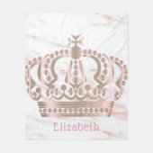Rose Gold Shiny Princess Crown Monogram Fleecedecke (Vorderseite)