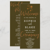 Rose Gold Shooting Stars Brown Wedding Programm (Vorne/Hinten)