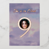 Rose Gold sie auf Cloud 9 Foto Brautparty Folieneinladung (Vorderseite)