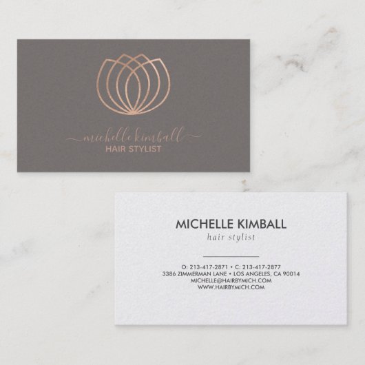 Rose Gold Signature Lotus Blume Business Card Visitenkarte (Vorne/Hinten)