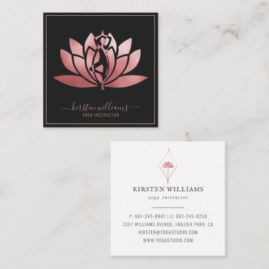 Rose Gold Signature Lotus Blume Yoga Pose Quadratische Visitenkarte (Vorne/Hinten)