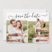 Rose Gold Signature Script-Foto Save the Date (Vorderseite)