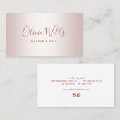 Rose Gold Signature Script Social Media Business C Visitenkarte (Vorne/Hinten)