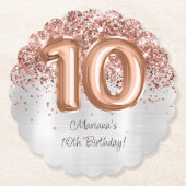 Rose Gold Silber 10. Geburtstagsfeier Untersetzer (Vorderseite)