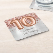 Rose Gold Silber 10. Geburtstagsfeier Untersetzer (angewinkelt)