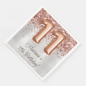 Rose Gold Silber 11. Geburtstagsfeier Serviette (Ecke)