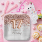 Rose Gold Silber 17. Geburtstagsfeier Pappteller (Party)