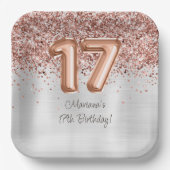 Rose Gold Silber 17. Geburtstagsfeier Pappteller (Vorderseite)