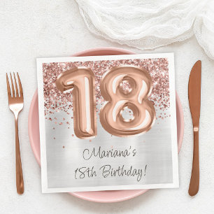 Rose Gold Silber 18. Geburtstagsfeier Serviette