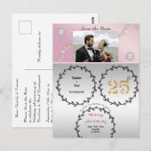 Rose Gold & Silber 25 Jahre Jubiläum Save the Date Postkarte (Vorne/Hinten)