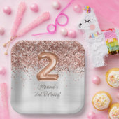 Rose Gold Silber 2. Geburtstag Party Pappteller (Party)