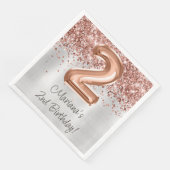 Rose Gold Silber 2. Geburtstag Party Serviette (Ecke)