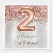 Rose Gold Silber 2. Geburtstag Party Serviette (Vorderseite)