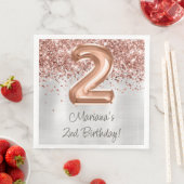 Rose Gold Silber 2. Geburtstag Party Serviette (Beispiel)