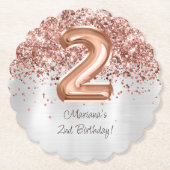 Rose Gold Silber 2. Geburtstag Party Untersetzer (Vorderseite)