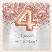 Rose Gold Silber 4. Geburtstag Party Untersetzer (Vorderseite)