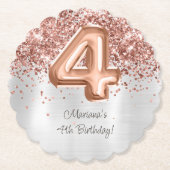Rose Gold Silber 4. Geburtstag Party Untersetzer (Vorderseite)