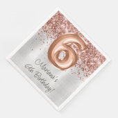 Rose Gold Silber 6. Geburtstagsfeier Serviette (Ecke)