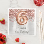 Rose Gold Silber 6. Geburtstagsfeier Serviette (Beispiel)