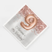 Rose Gold Silber 9. Geburtstagsparty Serviette (Ecke)