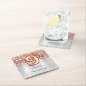 Rose Gold Silber 9. Geburtstagsparty Untersetzer (Vor Ort)