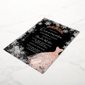 Rose Gold Silber Black Snowflake Quinceanera Folieneinladung (Gedreht)