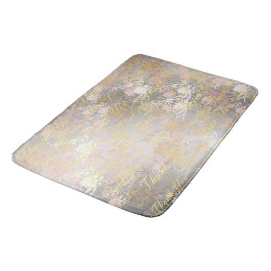 Rose, Gold, Silber, danke + Sie, Blume, Badematte (Schrägansicht)