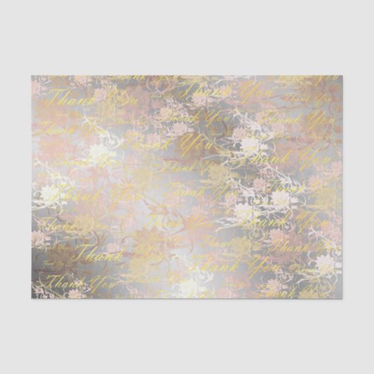 Rose, Gold, Silber, danke + Sie, Blume, Seidenpapier (Vorderseite)