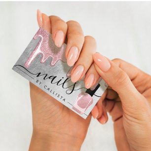 Rose Gold Silber dicker Glitzer Tropfen Polnische Visitenkarte