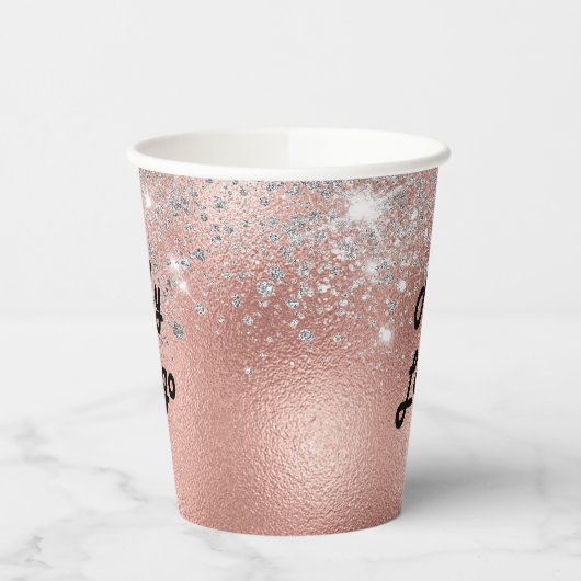 Rose Gold Silber-Firmenlogo Pappbecher (Links)