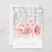 Rose Gold Silber Floral Brautparty Einladung (Rückseite)