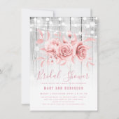 Rose Gold Silber Floral Brautparty Einladung (Vorderseite)