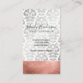 Rose Gold Silber Foil Silver Metallic Damask Visitenkarte (Rückseite)
