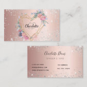 Rose Gold silber Glitzer Blumenhaar Schönheit Visitenkarte (Vorne/Hinten)