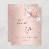 Rose Gold silber Glitzer Blumenkarte (Vorne/Hinten)