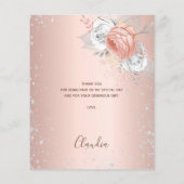 Rose Gold silber Glitzer Blumenkarte (Rückseite)