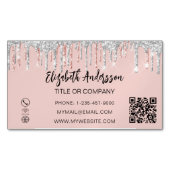 Rose Gold silber Glitzer eleganter QR-Code Magnetische Visitenkarte (Vorderseite)