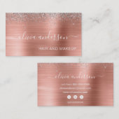 Rose Gold Silber Glitzer Haar Makeup Metallic Visitenkarte (Vorne/Hinten)