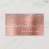 Rose Gold Silber Glitzer Haar Makeup Metallic Visitenkarte (Vorderseite)