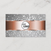Rose Gold Silber Glitzer Leuchtstars und Logos Visitenkarte (Vorderseite)