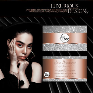 Rose Gold Silber Glitzer Leuchtstars und Logos Visitenkarte