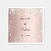 Rose Gold Silber-Glitzer-Monogramm-Hochzeit Serviette (Vorderseite)