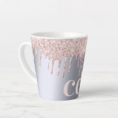 Rose Gold Silber Glitzer Monogramm Initialen Milchtasse (Linke Ecke)