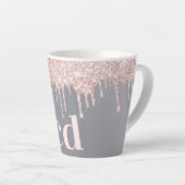 Rose Gold Silber Glitzer Monogramm Initialen Milchtasse (Rechte Ecke)