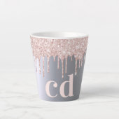 Rose Gold Silber Glitzer Monogramm Initialen Milchtasse (Vorderseite)