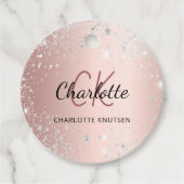 Rose Gold Silber Glitzer Monogramm Namensschrift Geschenkanhänger (Vorderseite)