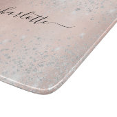 Rose Gold Silber Glitzer Namensskript Schneidebrett (Ecke)
