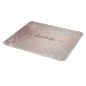 Rose Gold Silber Glitzer Namensskript Schneidebrett (Ecke)