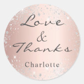 Rose gold silber Glitzer staub monogramm danke Runder Aufkleber (Vorderseite)