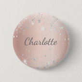 Rose Gold silber Glitzer Staubmonogramm Button (Vorderseite)